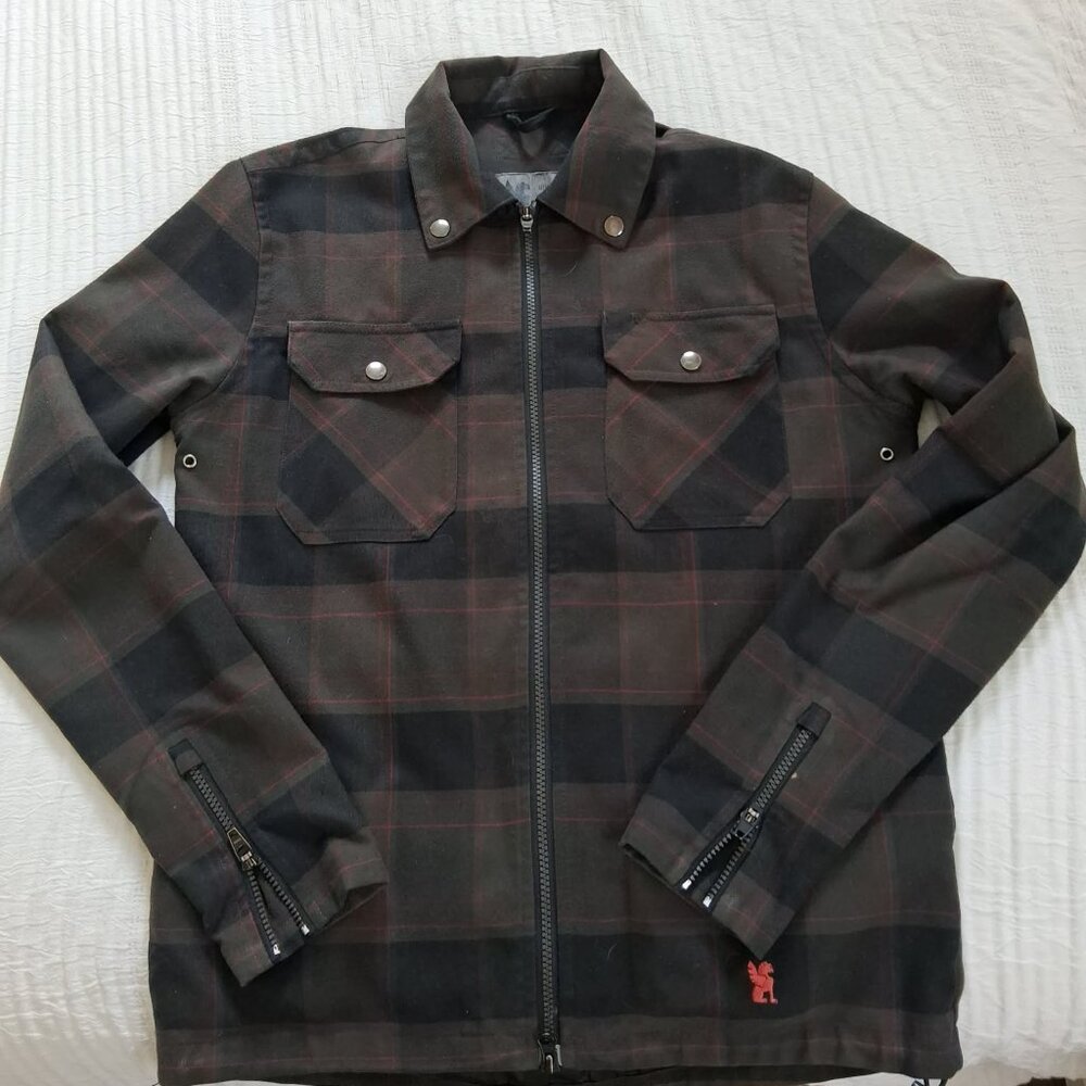 Chrome Industries Ike Windshirt dark plaid pattern Size M Men's bicycle cycling
